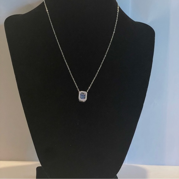 Swarovski Blue and Silver Necklace with Sparkling Pendant - Picture 2 of 6